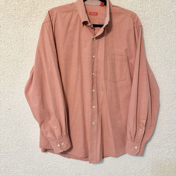 IZOD Dress Shirt Mens L 100% Cotton Long Sleeve Collared Button‎ Down - Picture 8 of 14